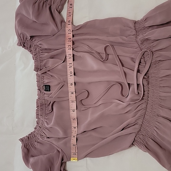 Shein Off Shoulder Tie Front Ruffle Hem Blouse NWOT - Picture 10 of 12